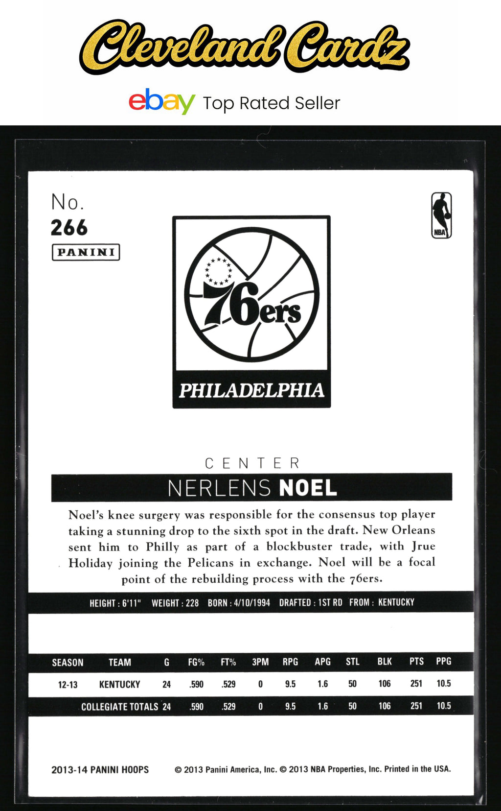 2013-14 Hoops #266 Nerlens Noel