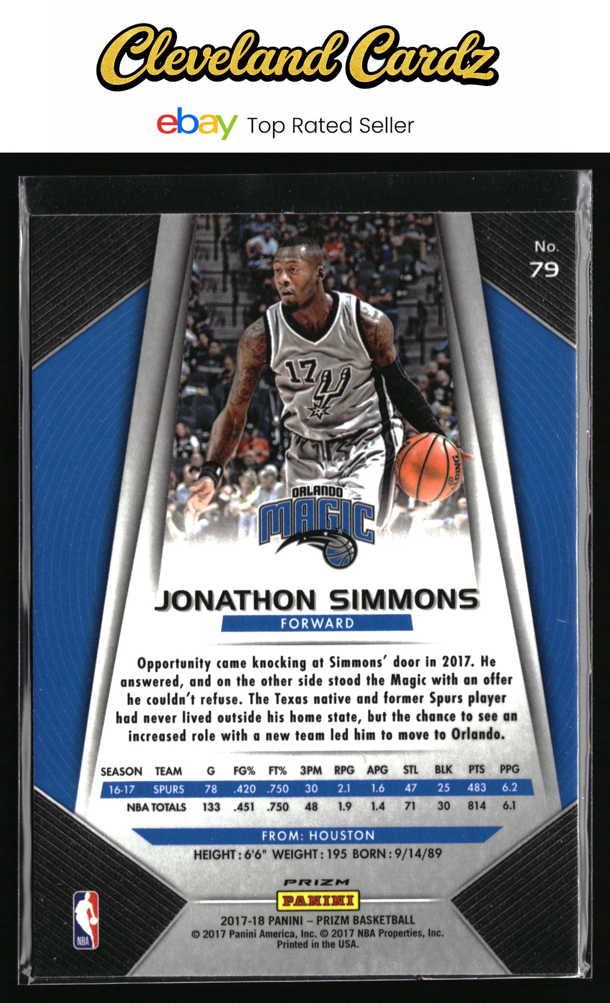 2017-18 Panini Prizm #79 Jonathon Simmons Prizms Silver