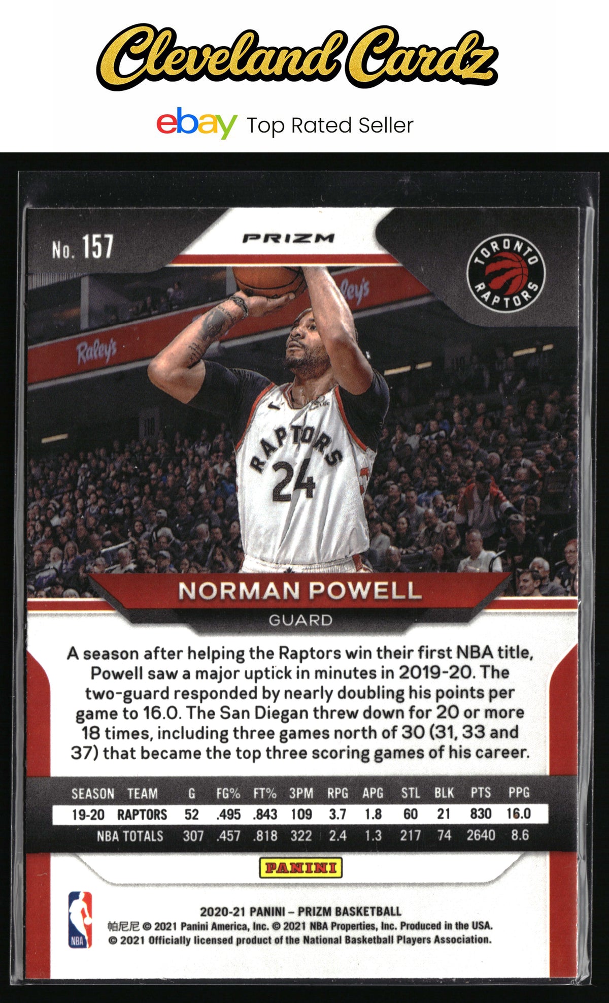 2020-21 Panini Prizm #157 Norman Powell Purple Wave Prizms