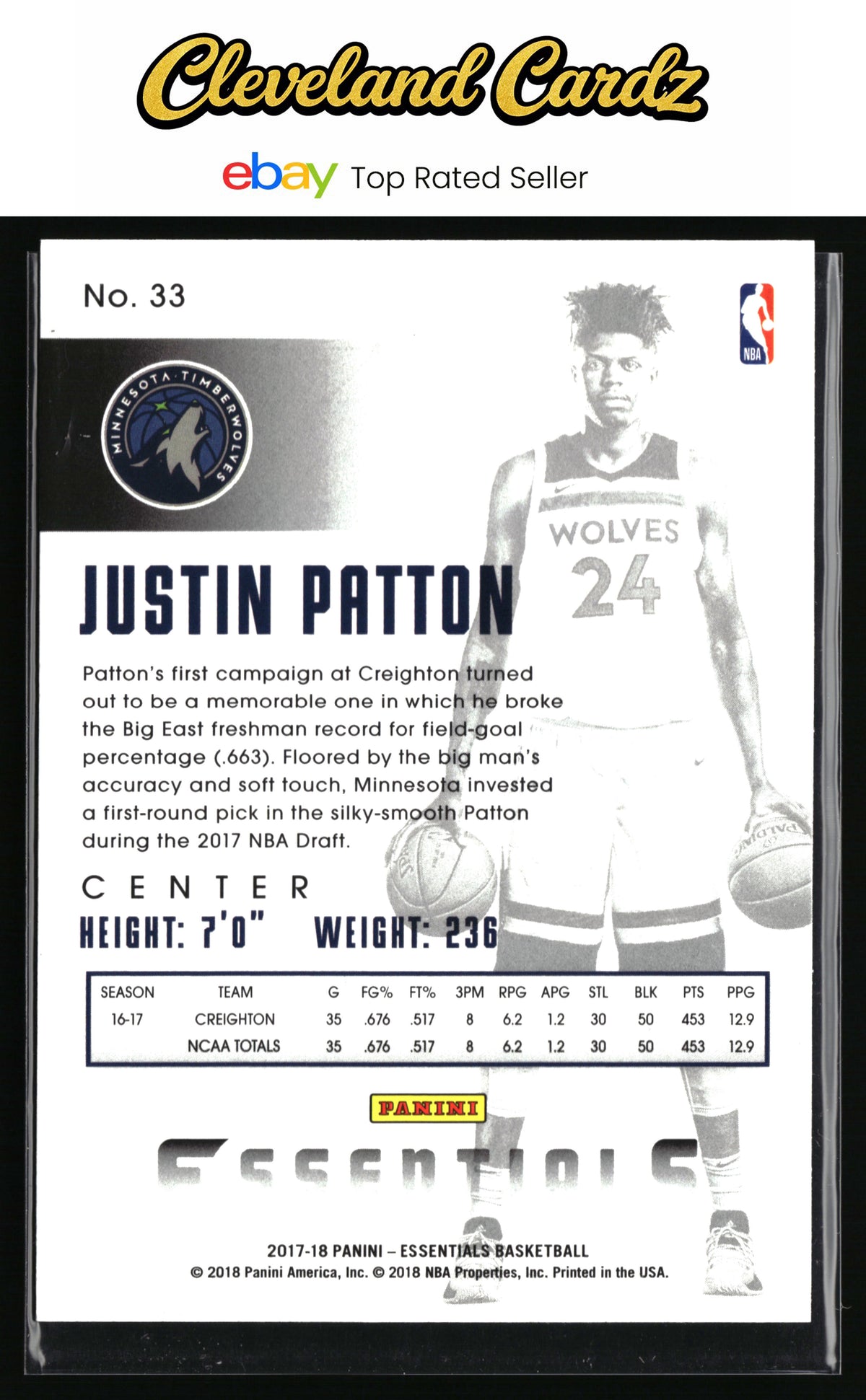 2017-18 Panini Essentials #33 Justin Patton