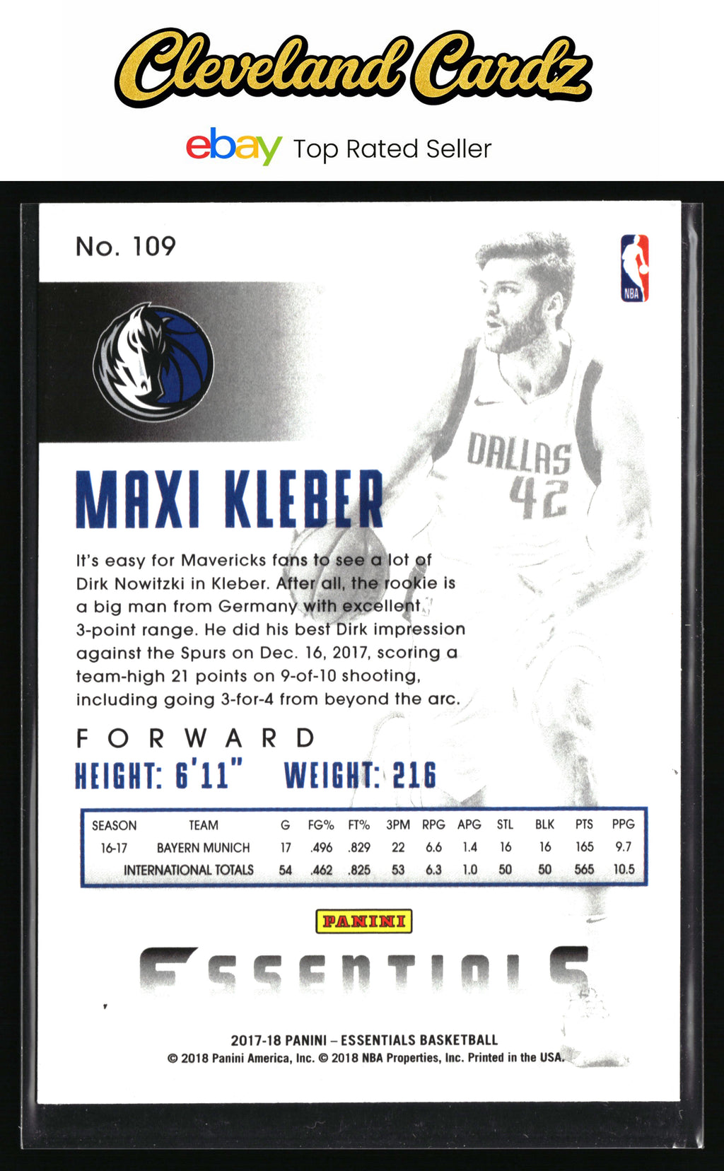 2017-18 Panini Essentials #109 Maxi Kleber