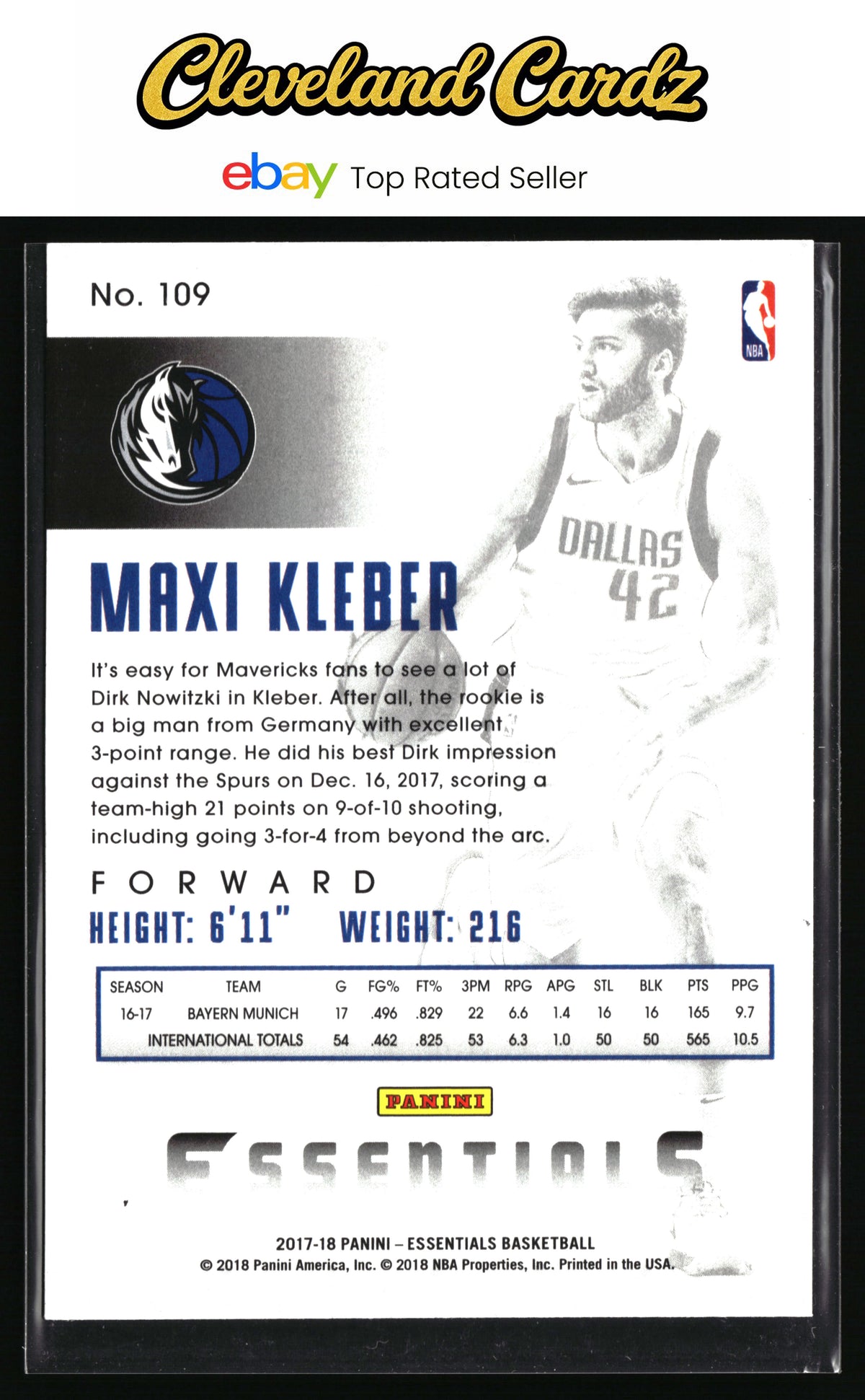 2017-18 Panini Essentials #109 Maxi Kleber