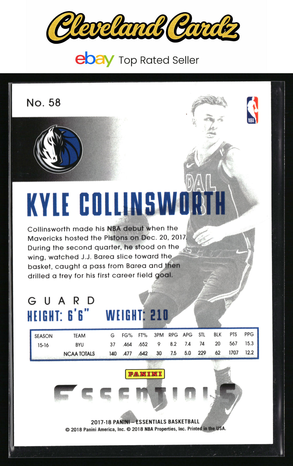 2017-18 Panini Essentials #58 Kyle Collinsworth