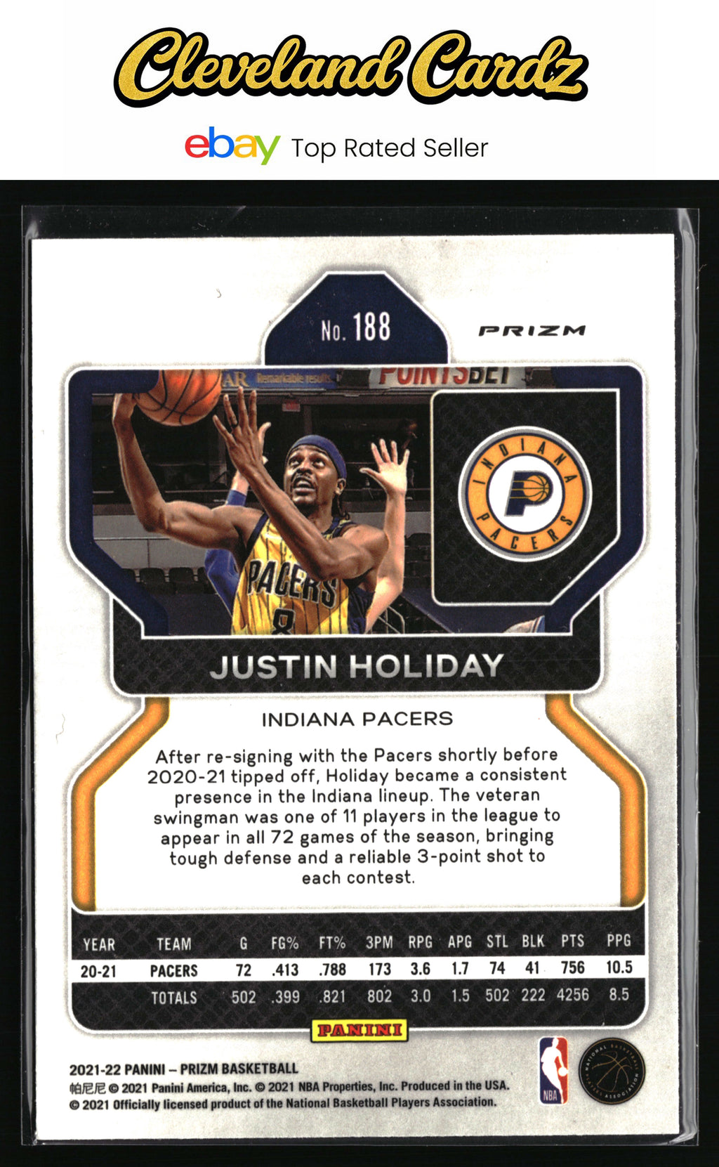 2021-22 Panini Prizm #188 Justin Holiday Orange Ice