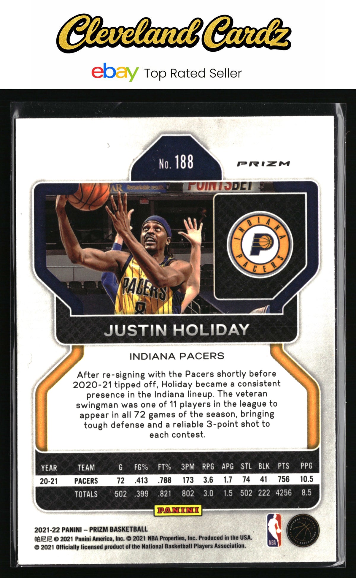 2021-22 Panini Prizm #188 Justin Holiday Orange Ice