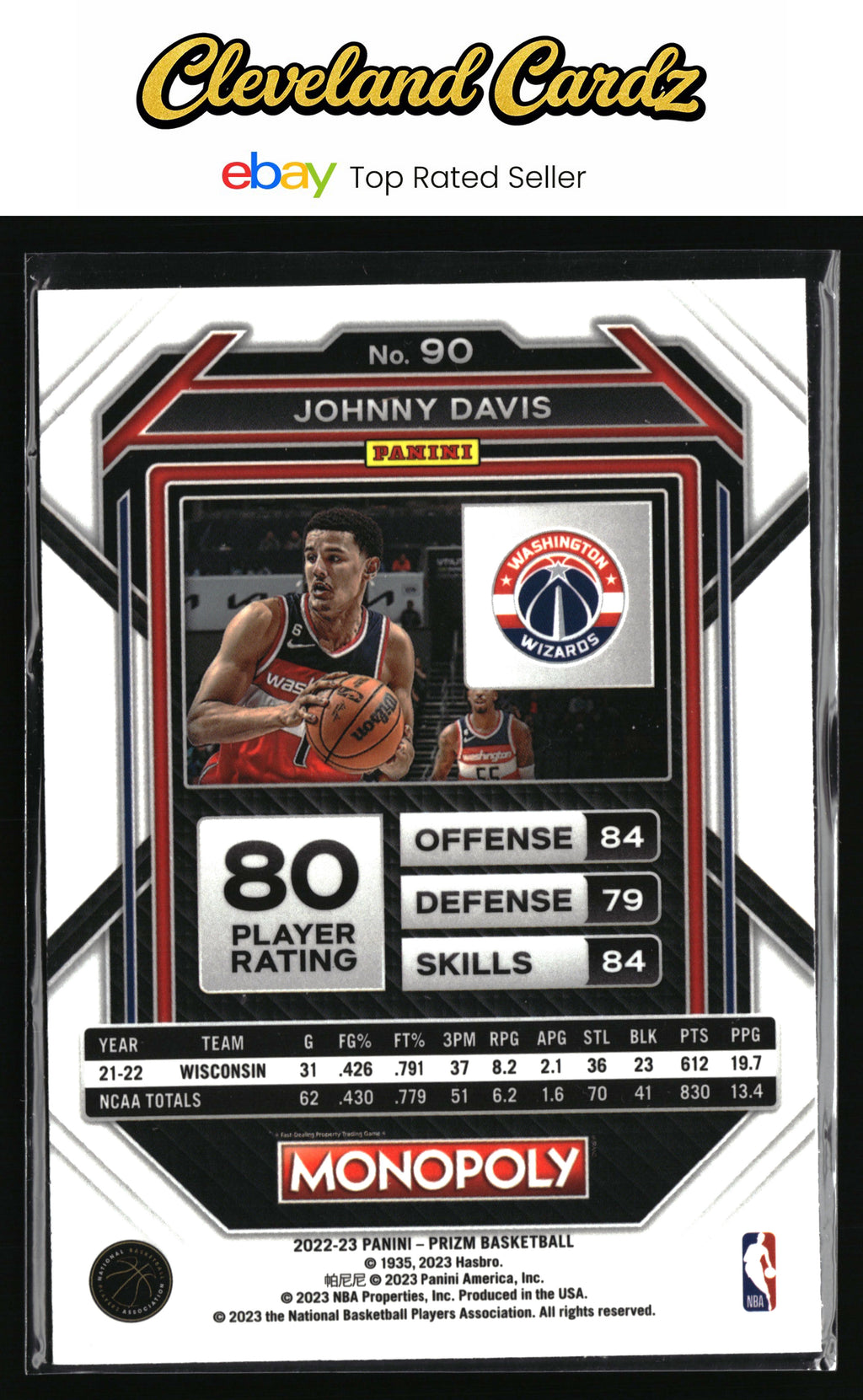 2022-23 Panini Prizm Monopoly #90 Johnny Davis