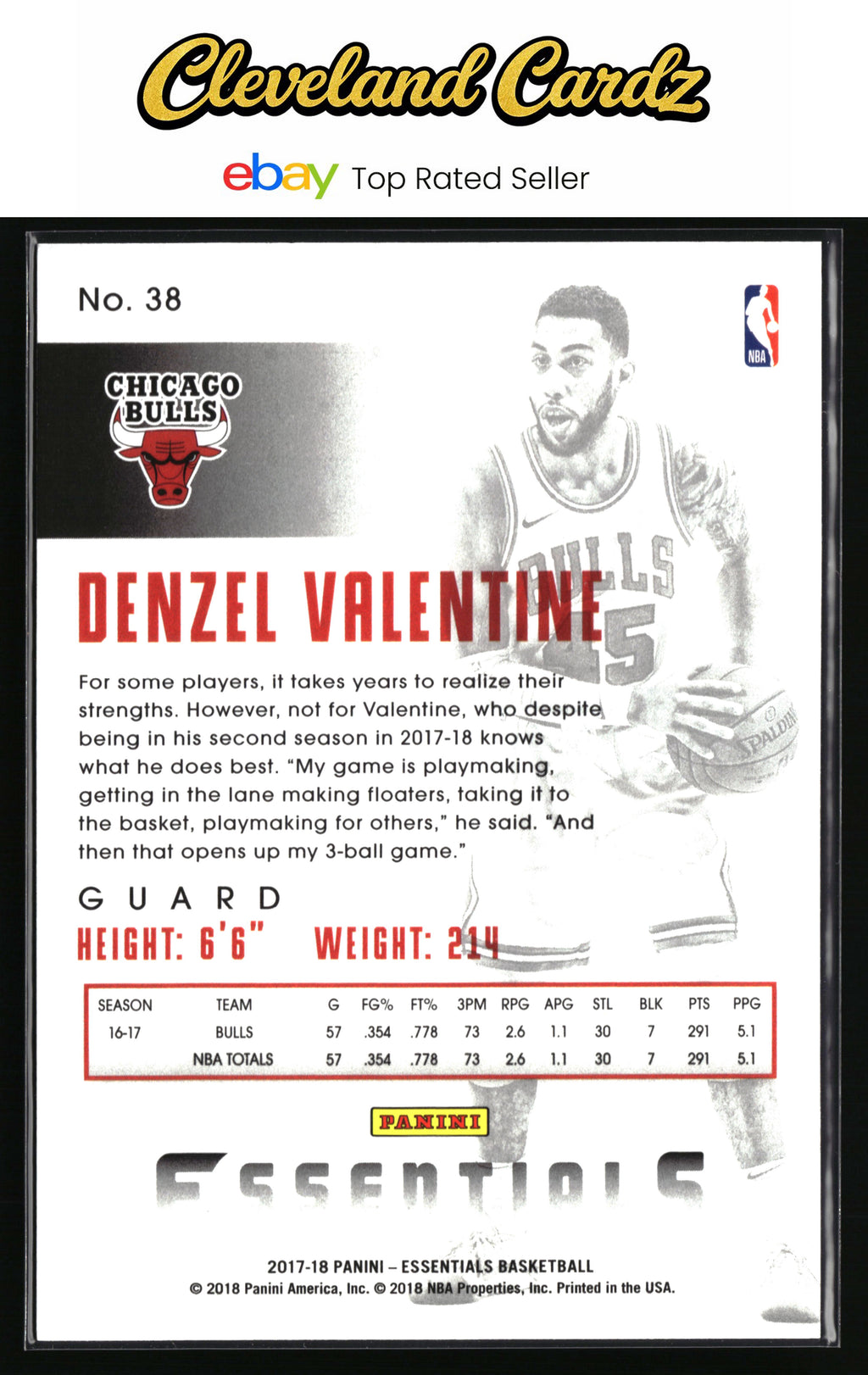 2017-18 Panini Essentials #38 Denzel Valentine