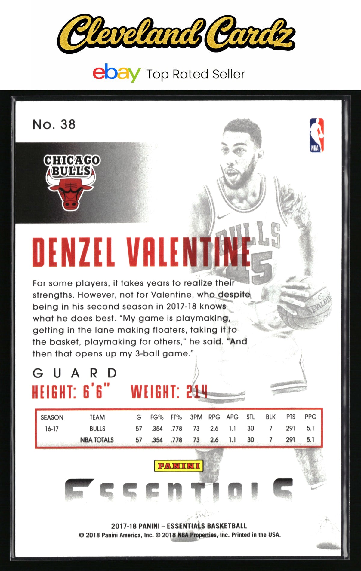2017-18 Panini Essentials #38 Denzel Valentine