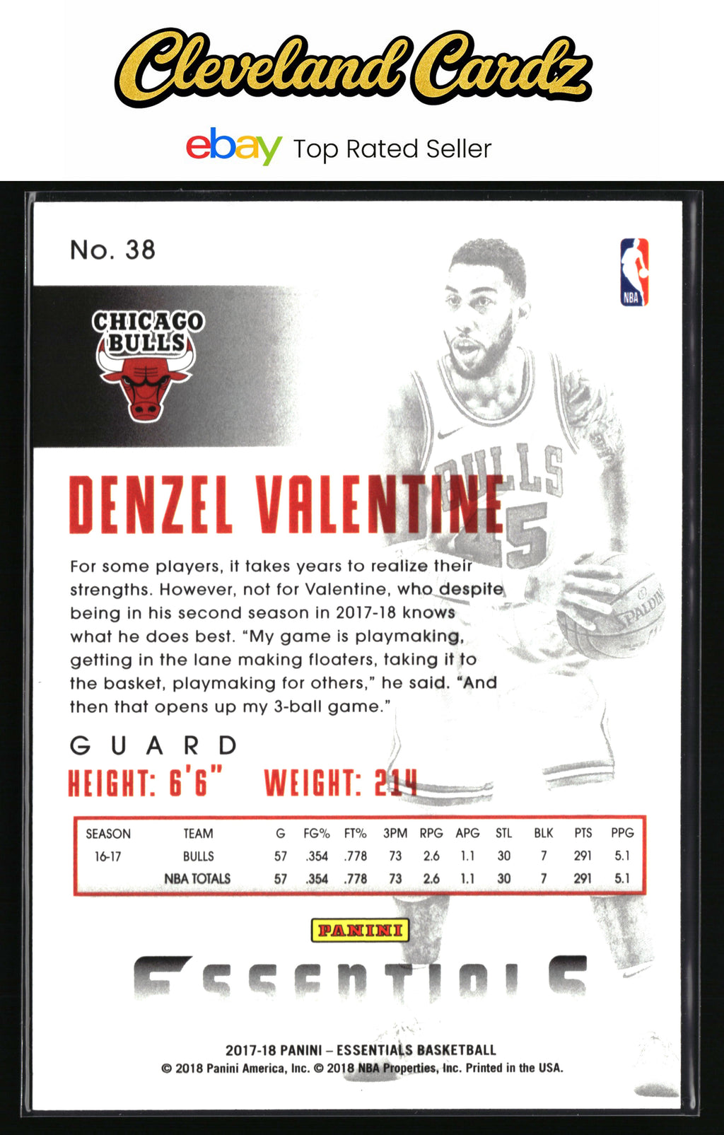 2017-18 Panini Essentials #38 Denzel Valentine