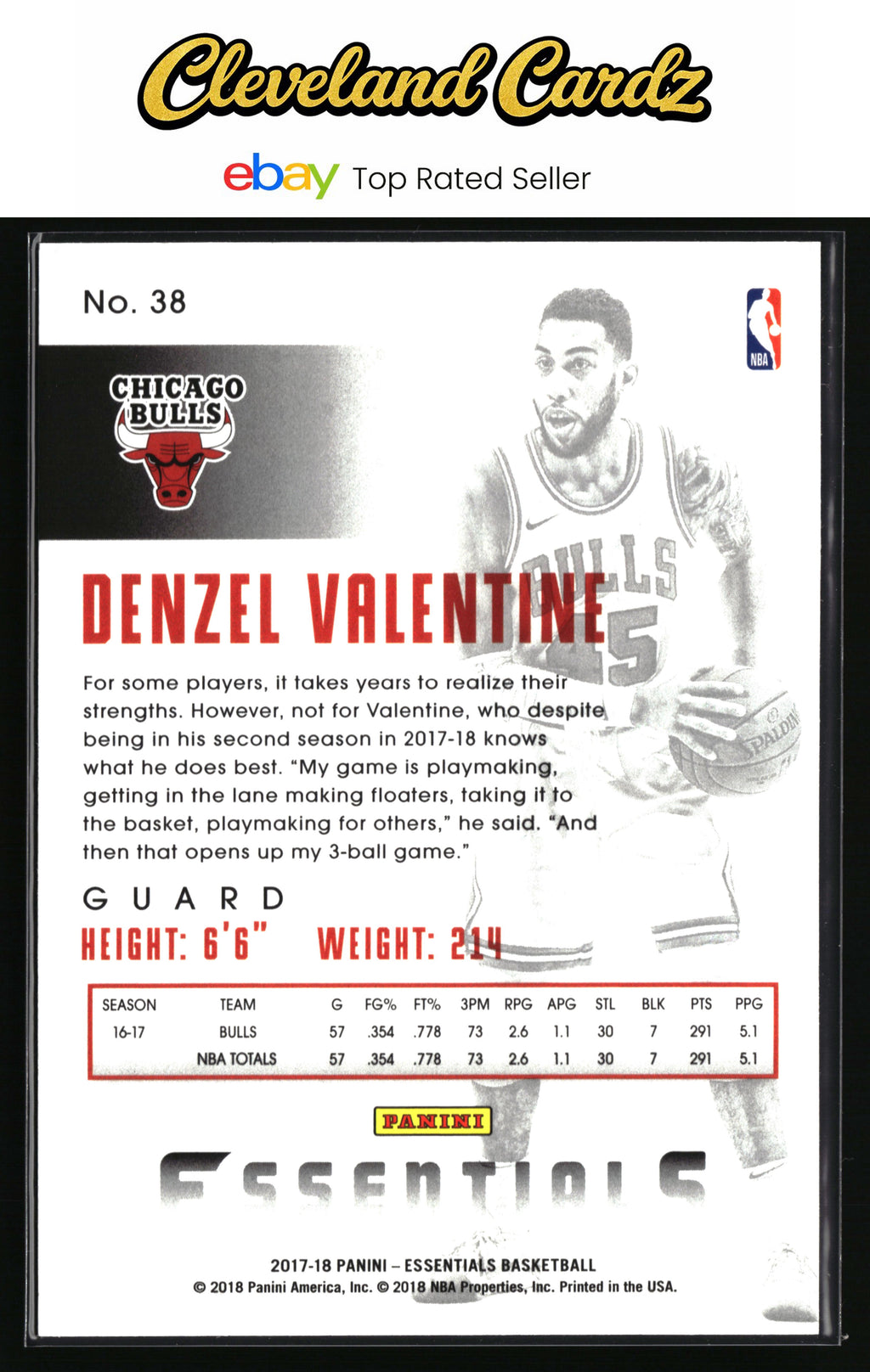 2017-18 Panini Essentials #38 Denzel Valentine