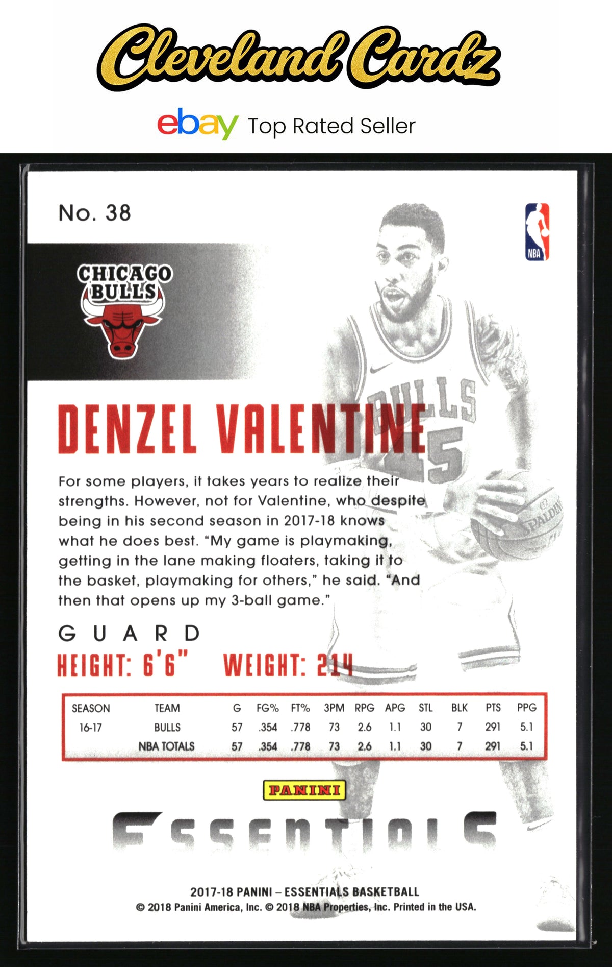 2017-18 Panini Essentials #38 Denzel Valentine