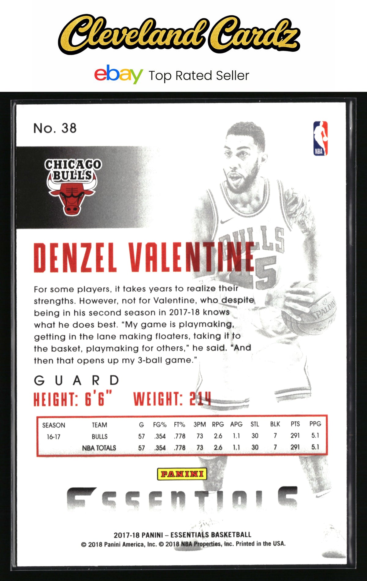 2017-18 Panini Essentials #38 Denzel Valentine