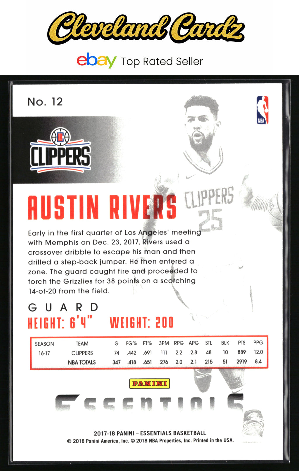 2017-18 Panini Essentials #12 Austin Rivers