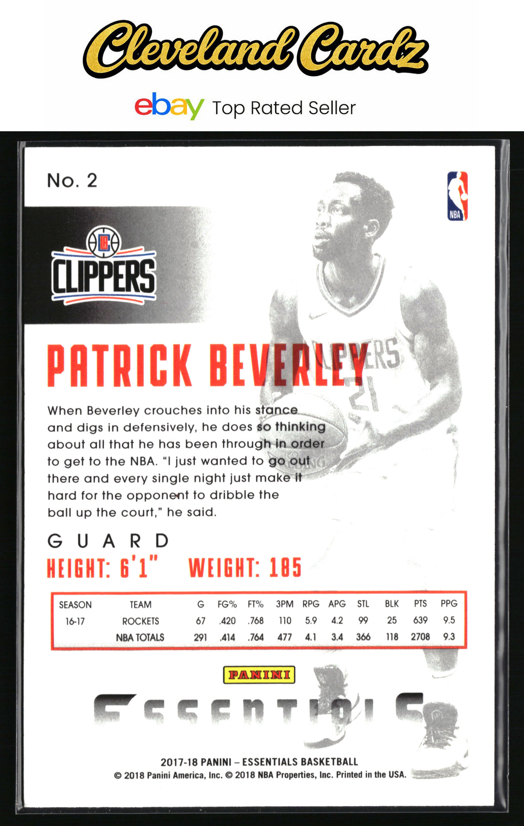 2017-18 Panini Essentials #2 Patrick Beverley