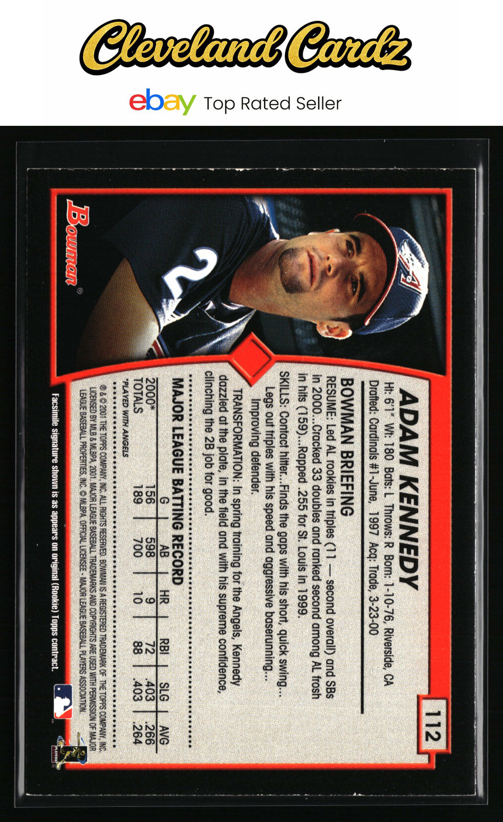 2001 Bowman #112 Adam Kennedy