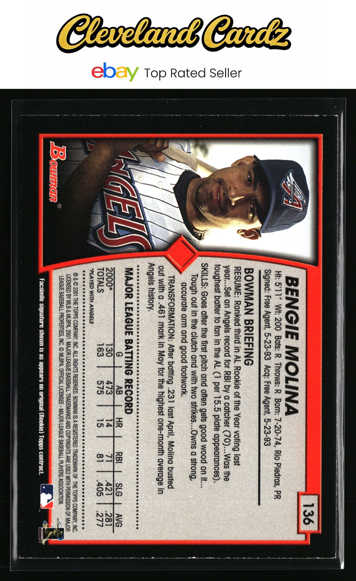 2001 Bowman #136 Bengie Molina