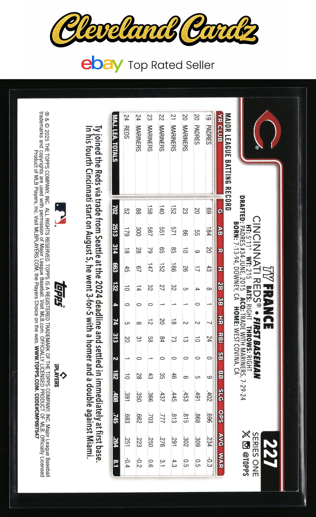 2025 Topps #227 Ty France Spring Training