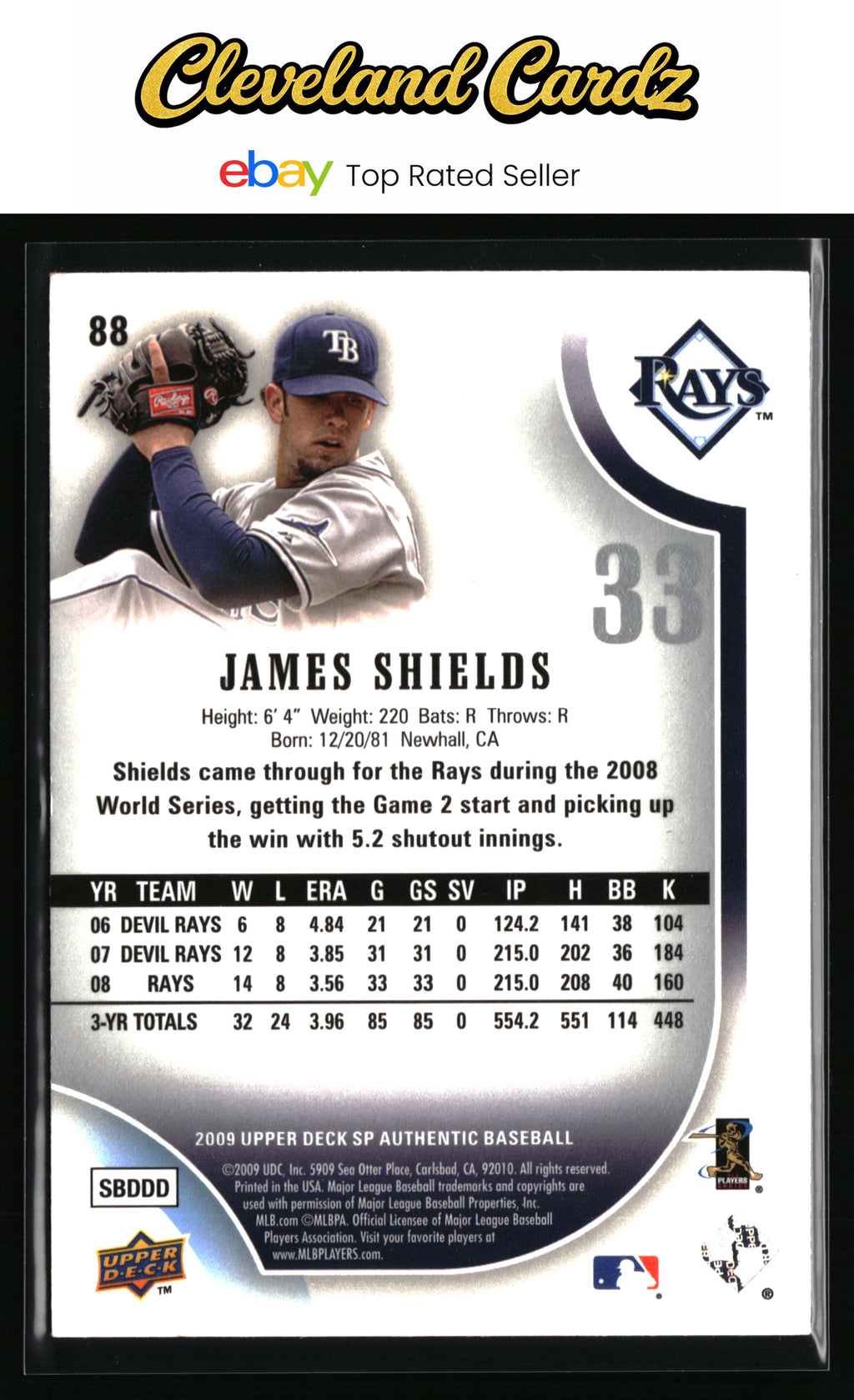 2009 SP Authentic #88 James Shields