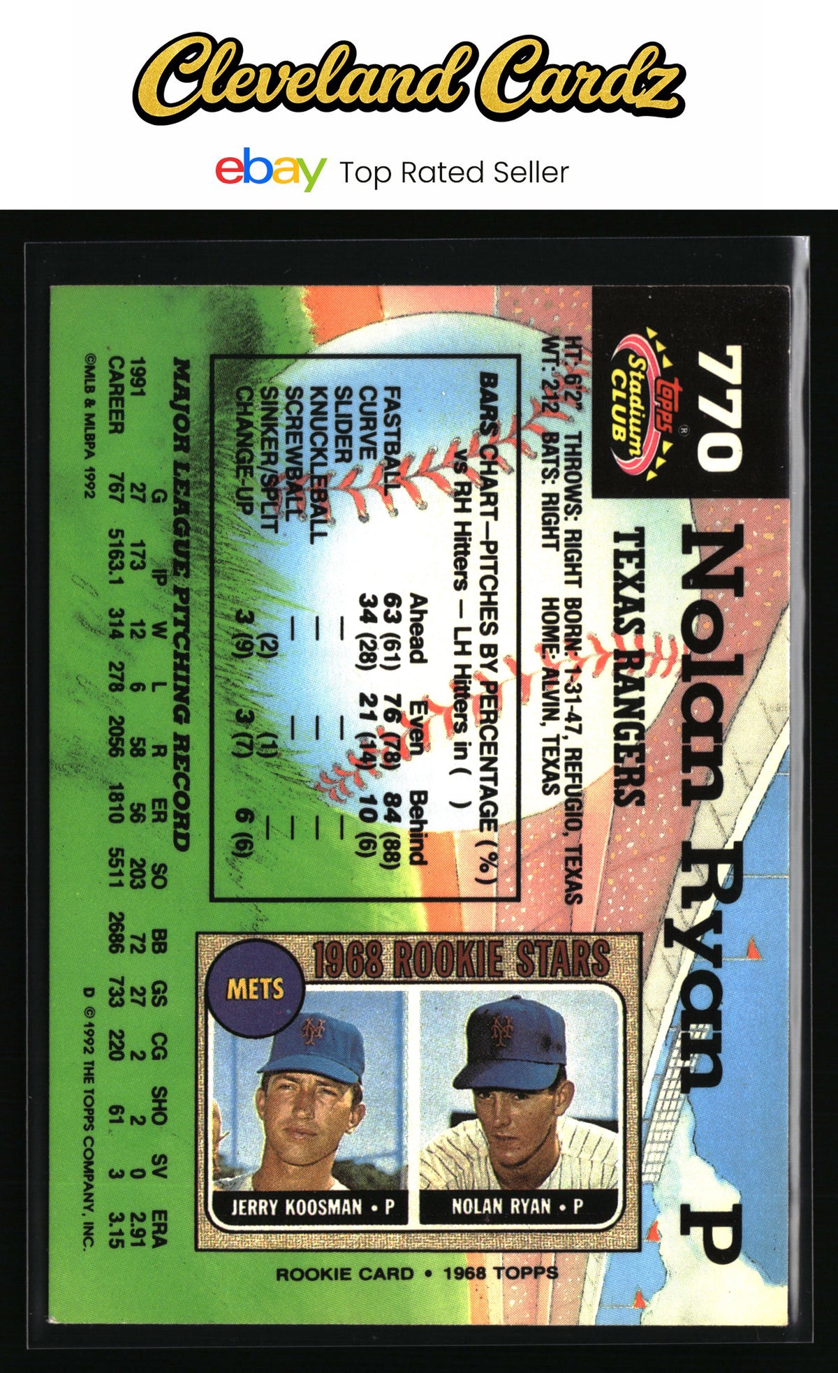 1992 Stadium Club #770 Nolan Ryan