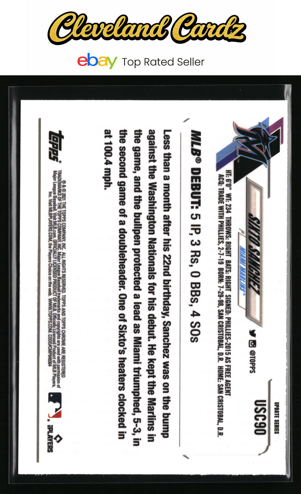 2021 Topps Chrome Update #USC90 Sixto Sanchez Purple Refractor