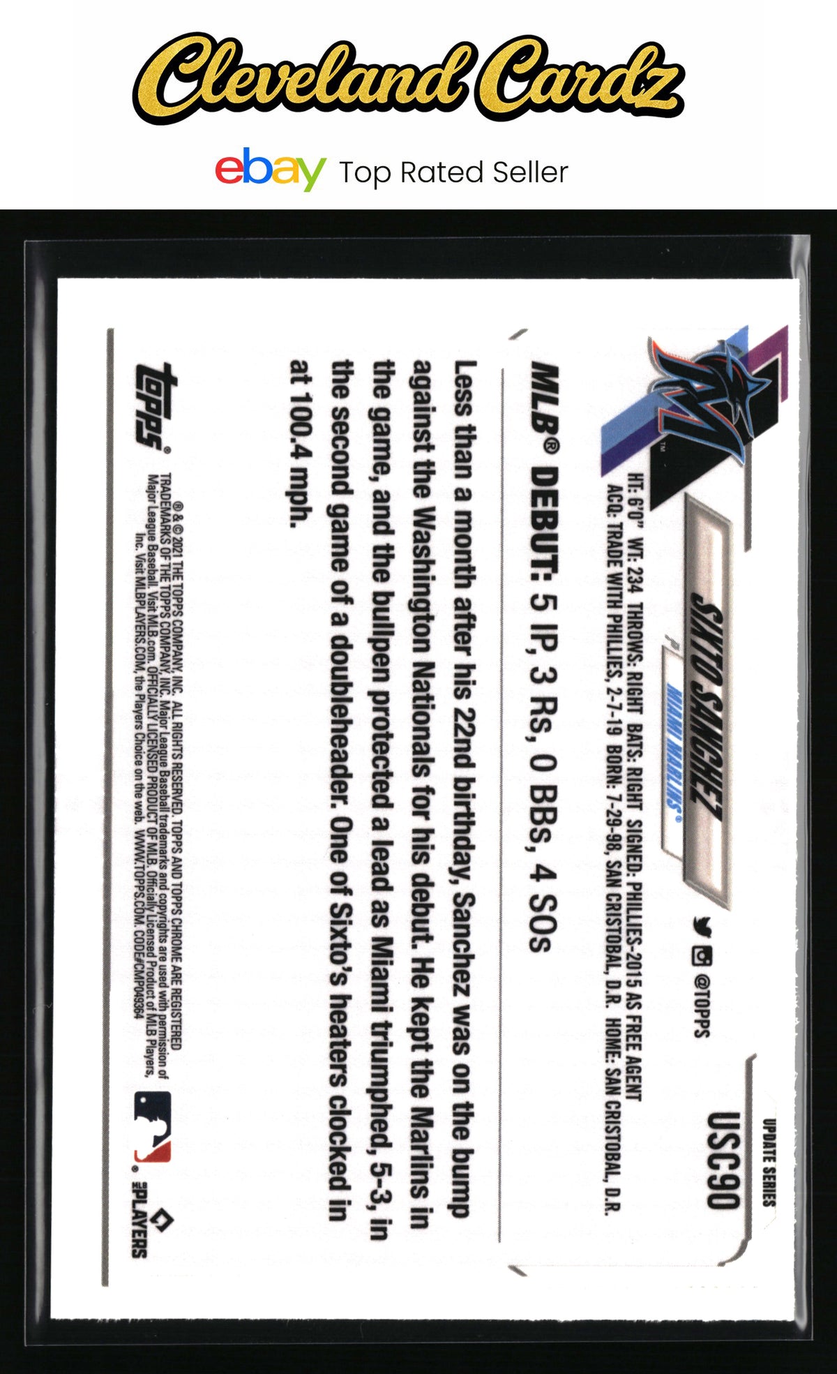 2021 Topps Chrome Update #USC90 Sixto Sanchez Purple Refractor