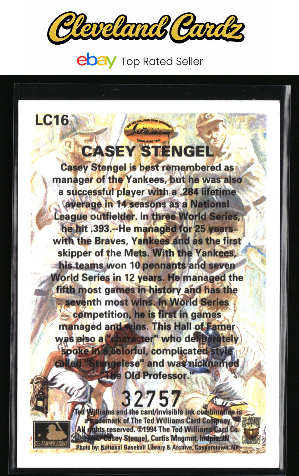 1994 Ted Williams #LC16 Casey Stengel Gene Locklear Collection