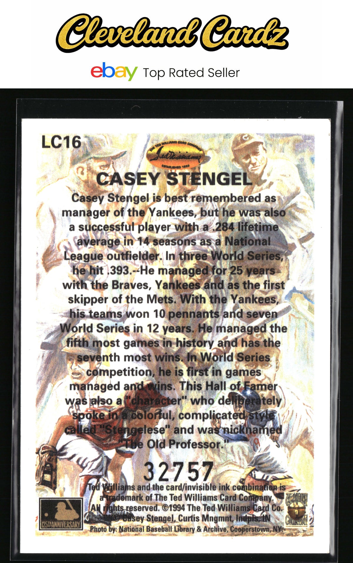 1994 Ted Williams #LC16 Casey Stengel Gene Locklear Collection