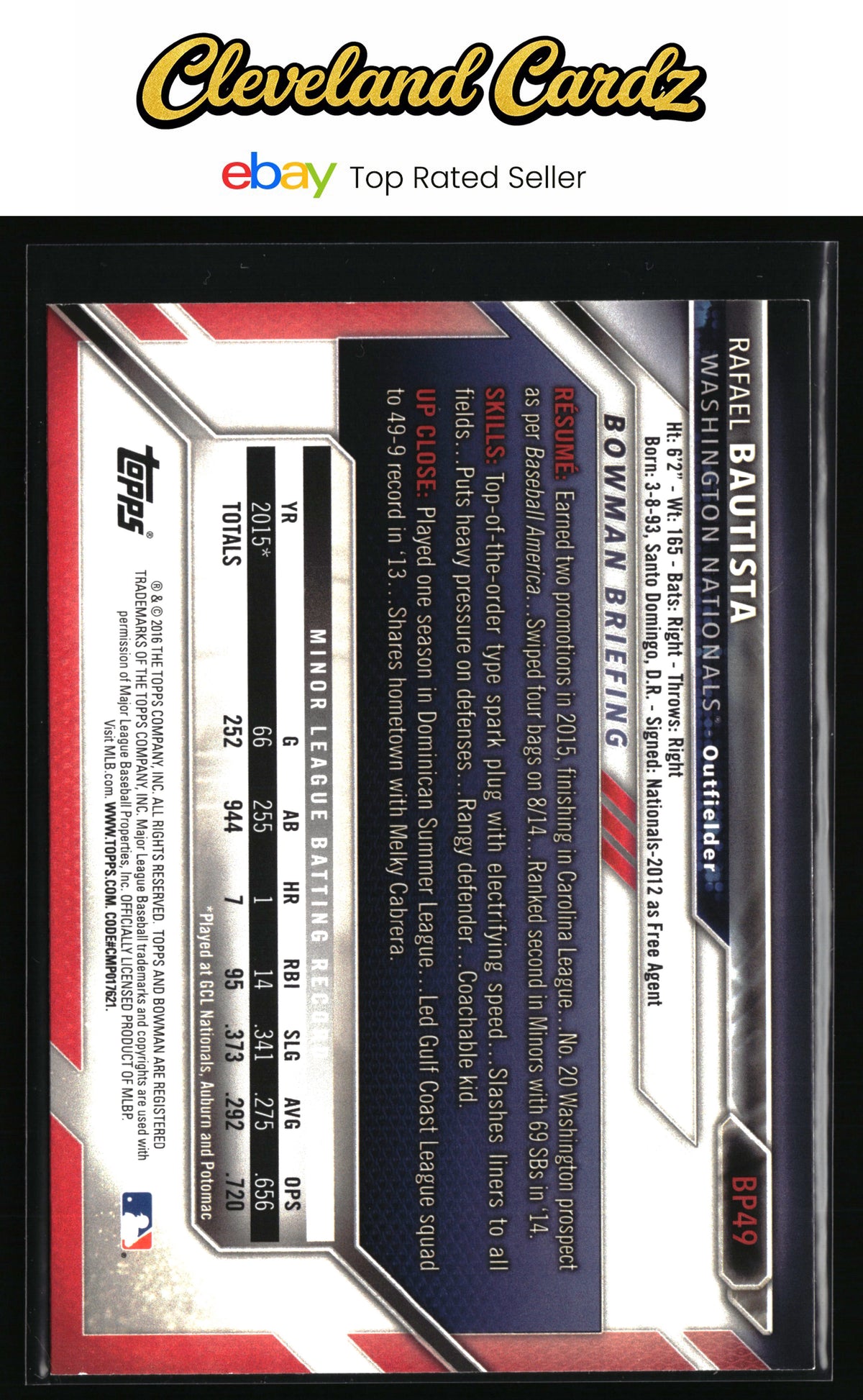 2016 Bowman #BCP49 Rafael Bautista Prospectss