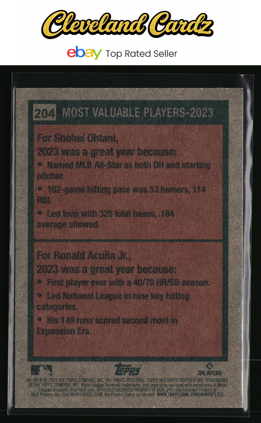 2024 Topps Heritage #204 2023 MVPs (Shohei Ohtani / Ronald Acuña Jr.)