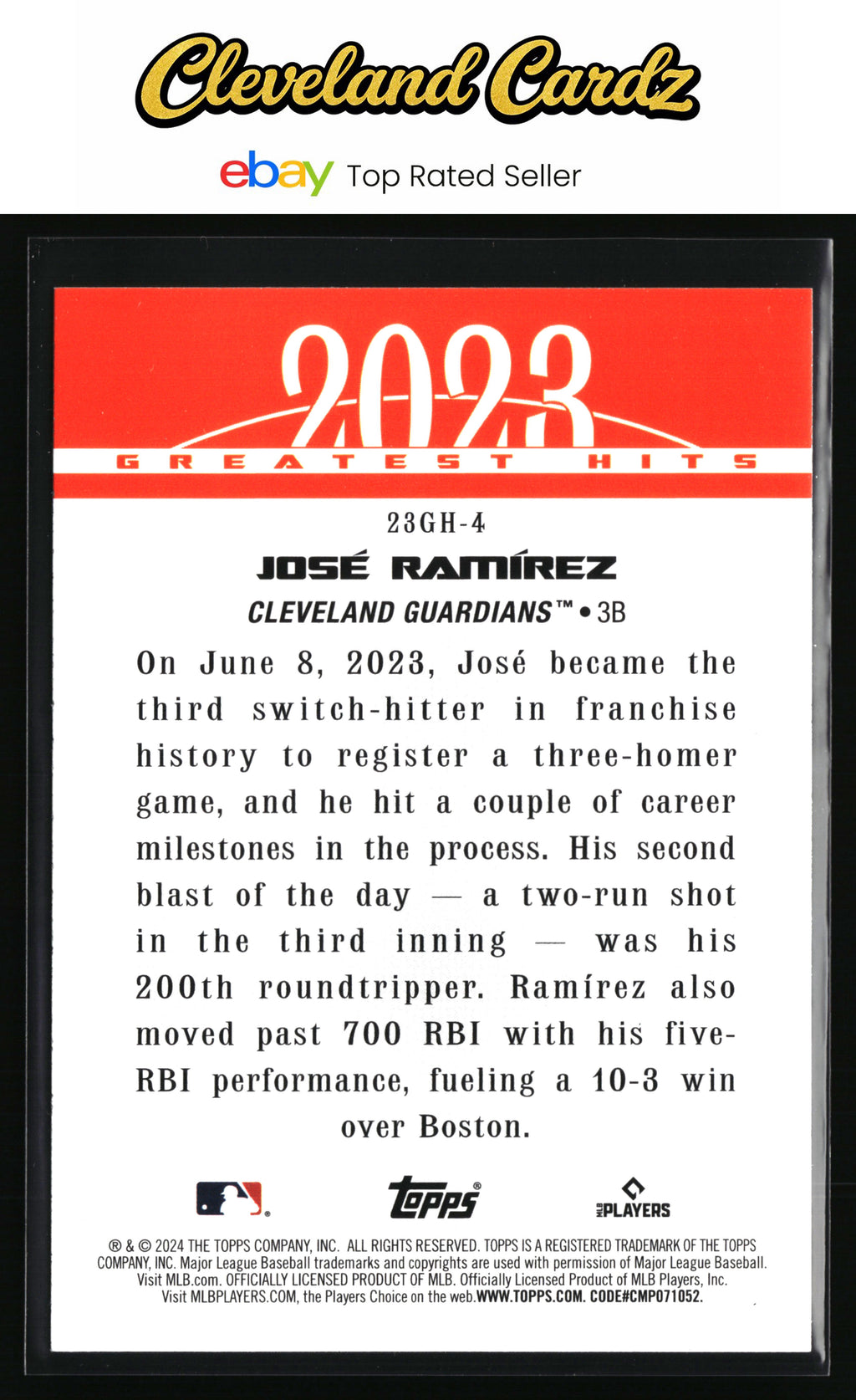 2024 Topps #23GH-4 José Ramírez 2023 Greatest Hits