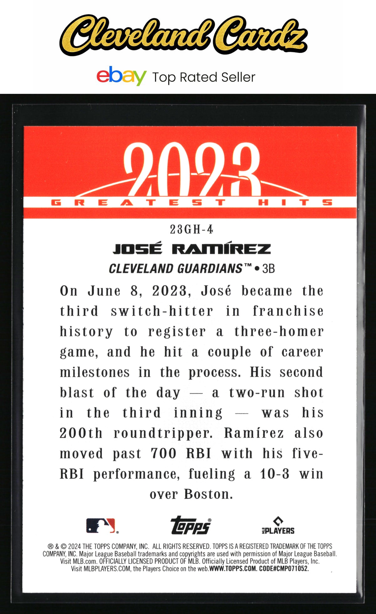 2024 Topps #23GH-4 José Ramírez 2023 Greatest Hits