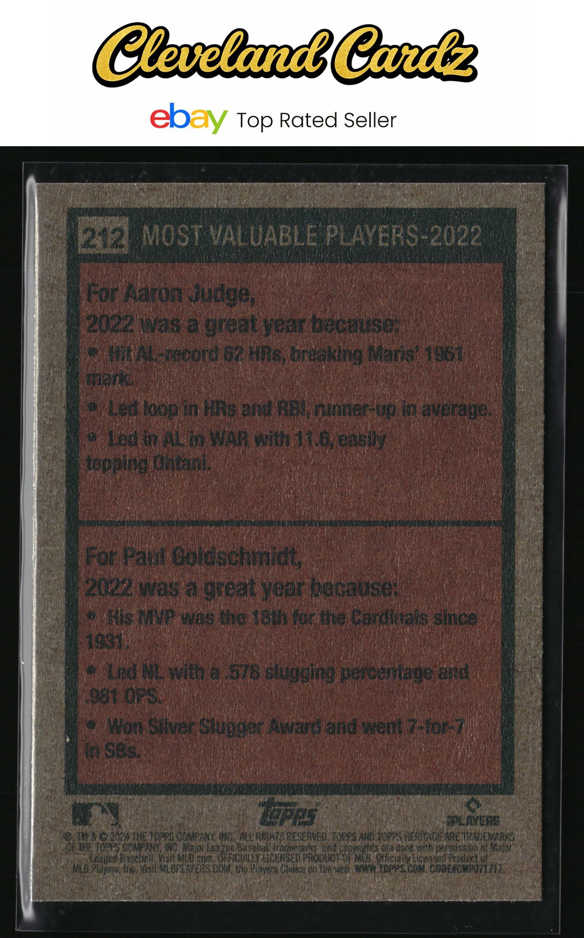 2024 Topps Heritage #212 2022 MVPs (Aaron Judge / Paul Goldschmidt)