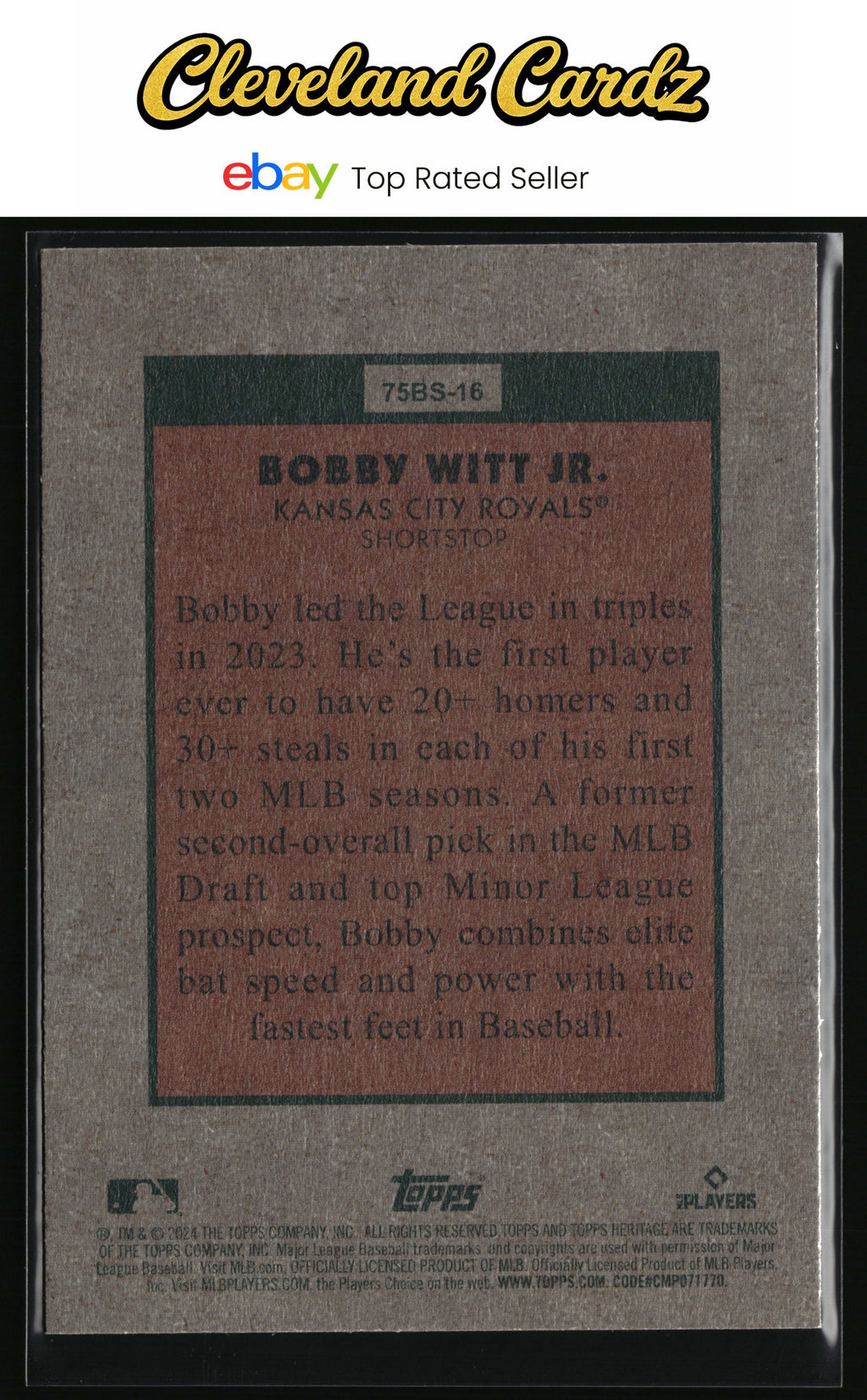 2024 Topps Heritage #75BS-16 Bobby Witt Jr. 1975 Baseball Sensations
