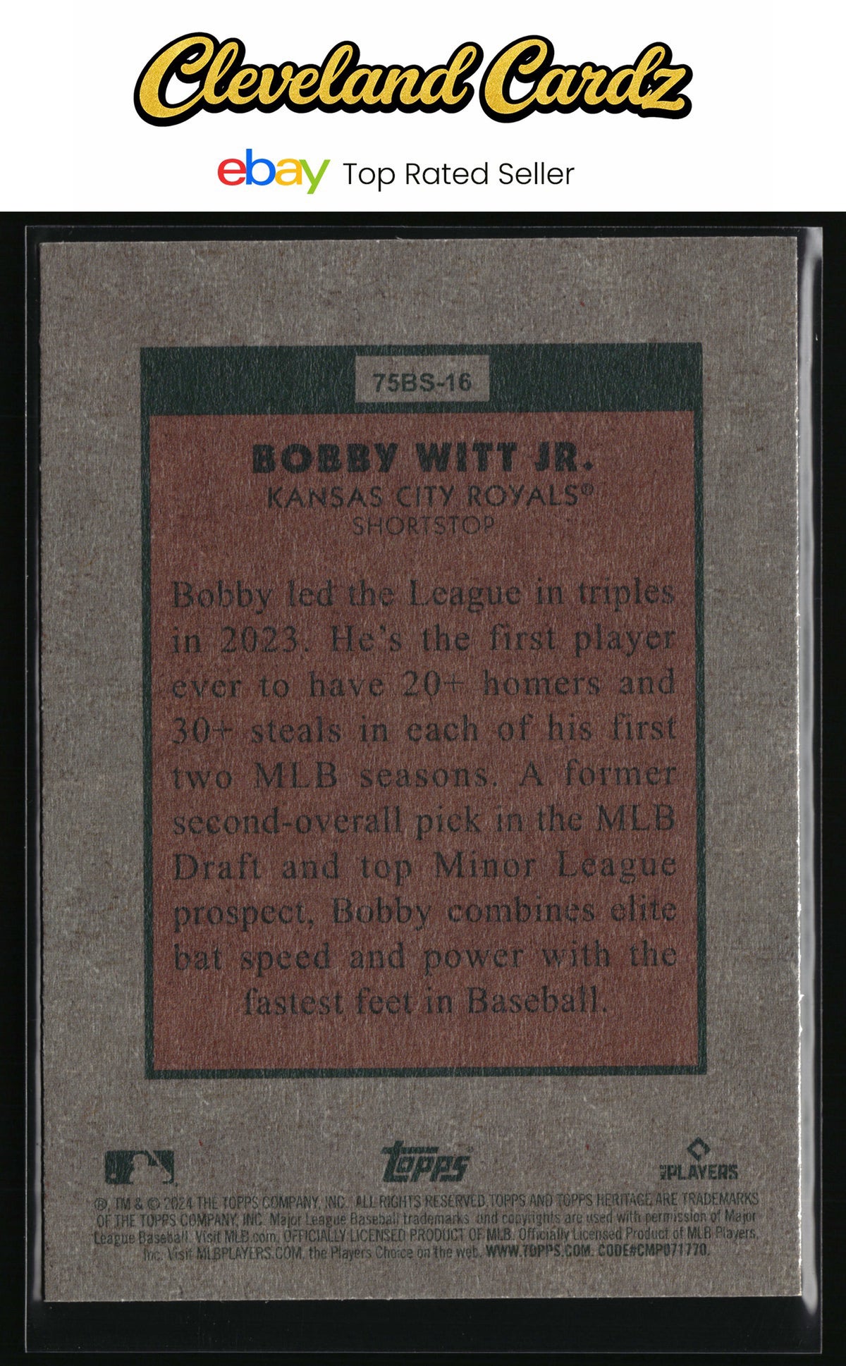 2024 Topps Heritage #75BS-16 Bobby Witt Jr. 1975 Baseball Sensations