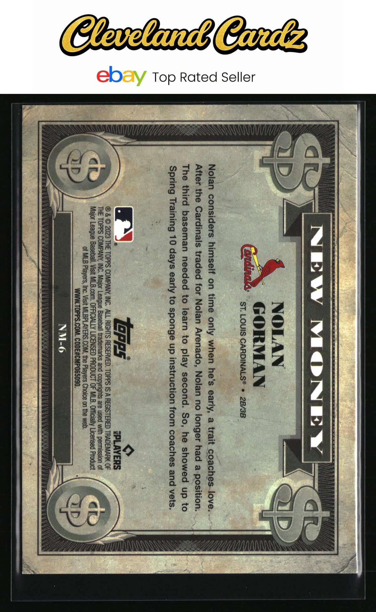 2023 Bowman Platinum #NM-6 Nolan Gorman New Money