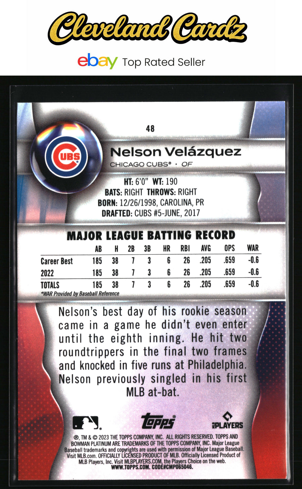 2023 Bowman Platinum #48 Nelson Velázquez Ice Foil