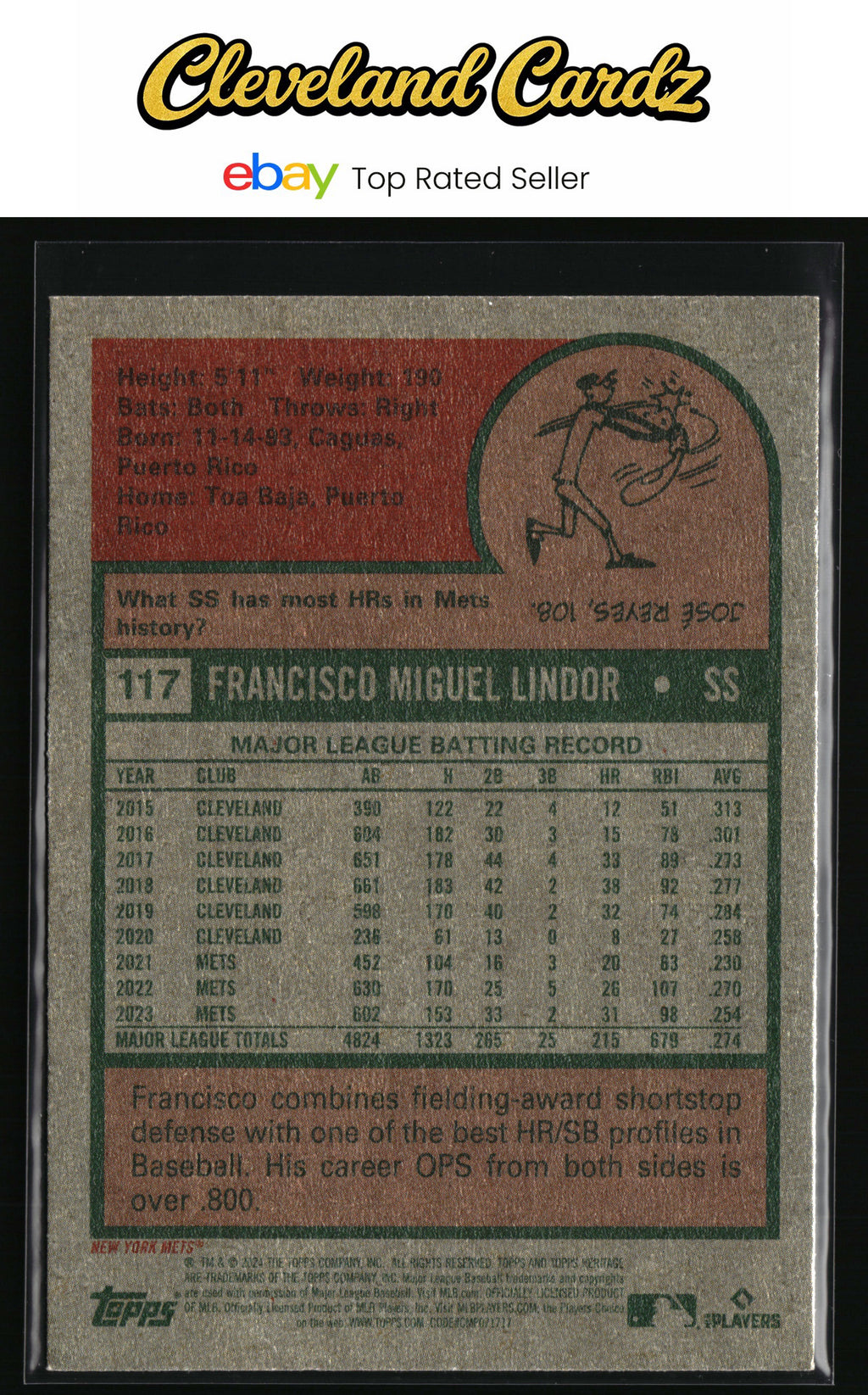2024 Topps Heritage #117 Francisco Lindor