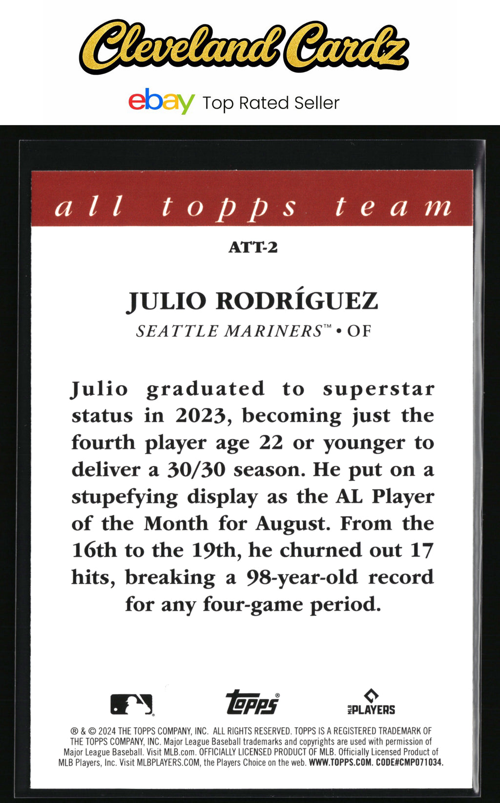 2024 Topps #ATT-2 Julio Rodríguez 2023 All Topps Team