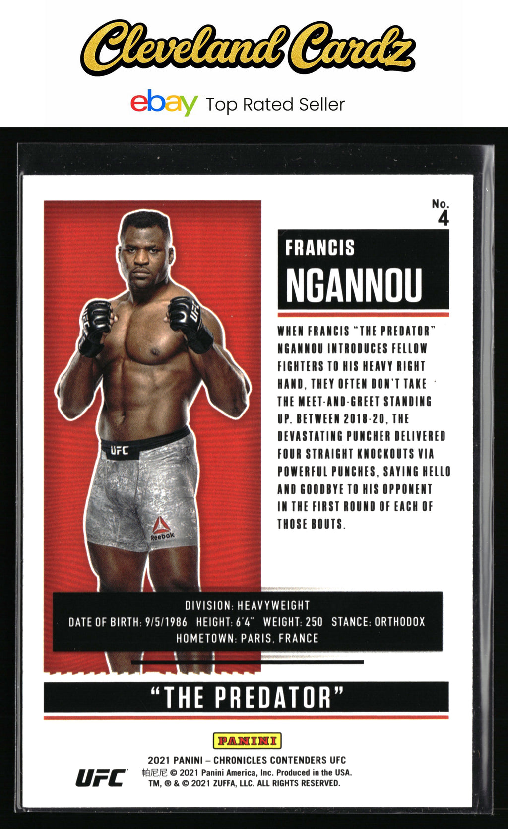 2021 Panini Chronicles UFC #4 Francis Ngannou
