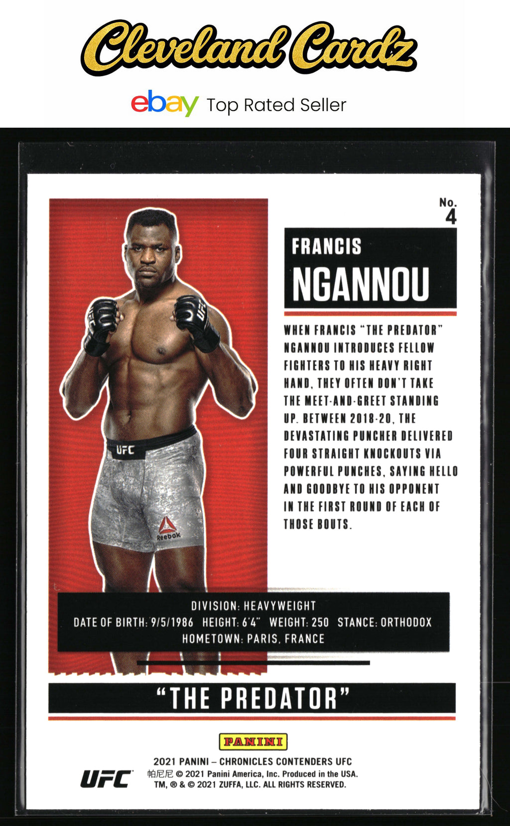 2021 Panini Chronicles UFC #4 Francis Ngannou