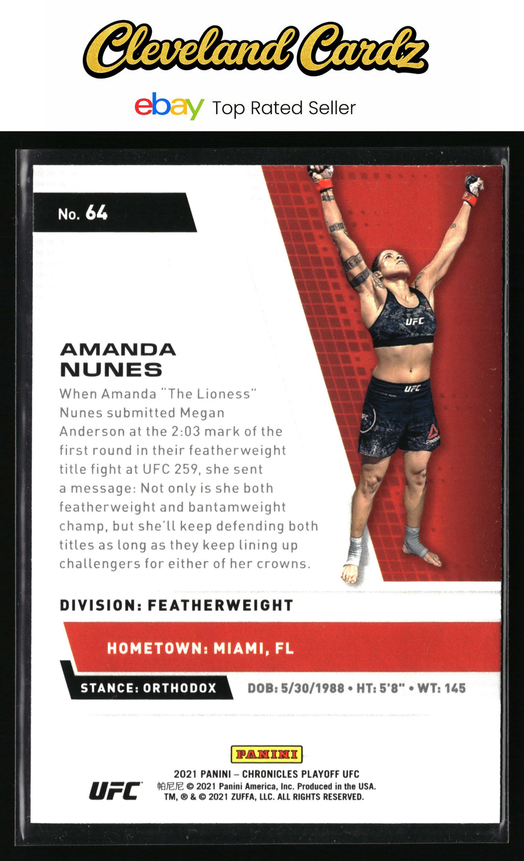 2021 Panini Chronicles UFC #64 Amanda Nunes Pink