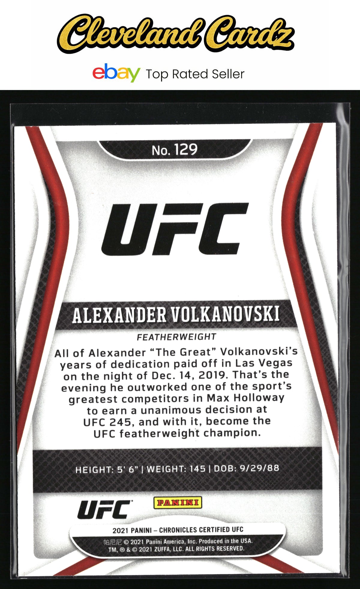 2021 Panini Chronicles UFC #129 Alexander Volkanovski Pink