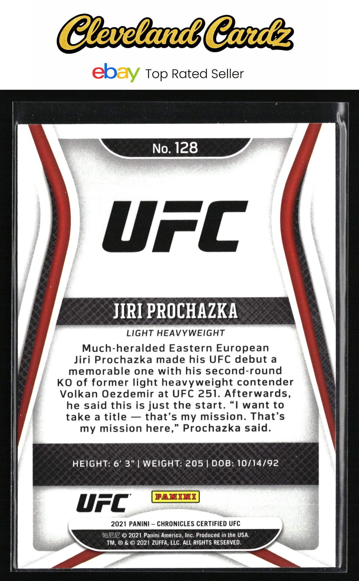 2021 Panini Chronicles UFC #128 Jiri Prochazka
