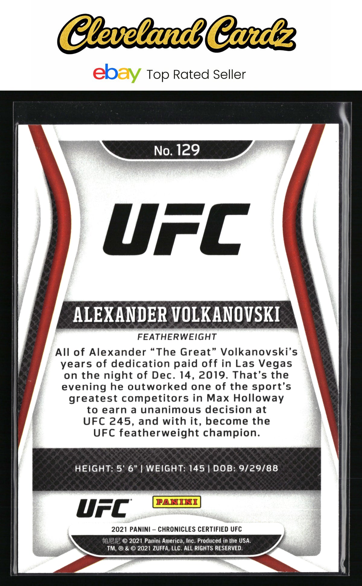 2021 Panini Chronicles UFC #129 Alexander Volkanovski