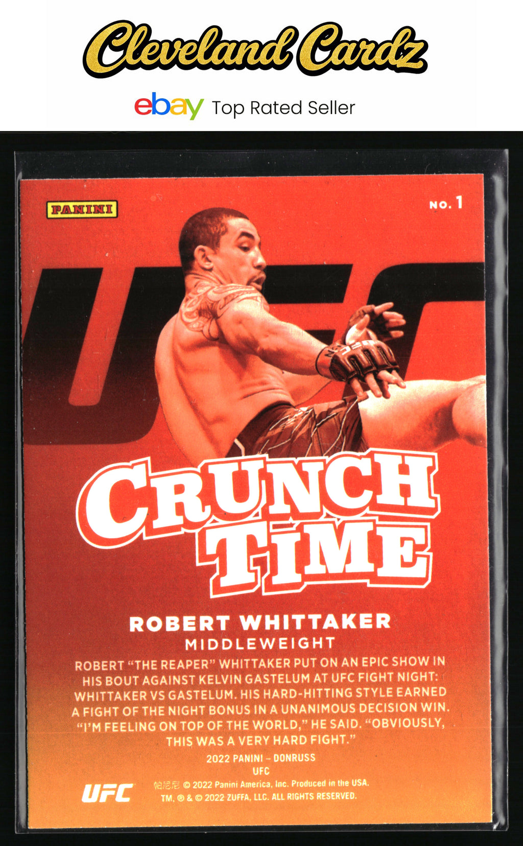 2022 Donruss UFC #1 Robert Whittaker Crunch Time