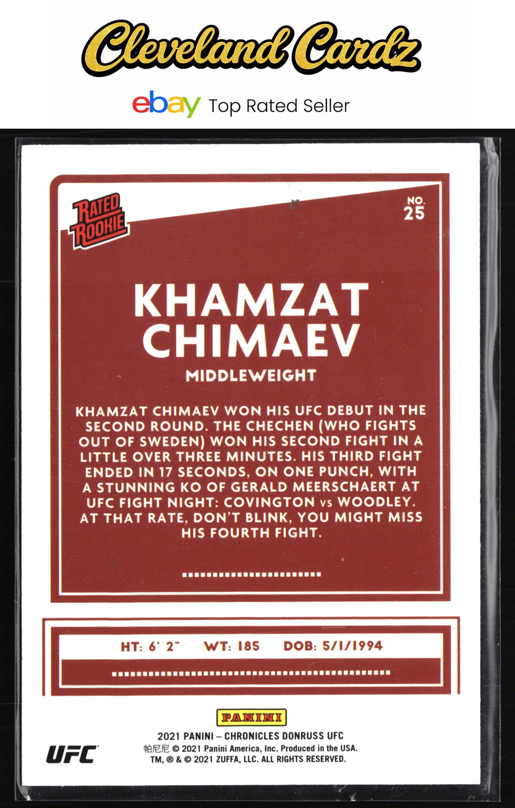 2021 Panini Chronicles UFC #25 Khamzat Chimaev Pink