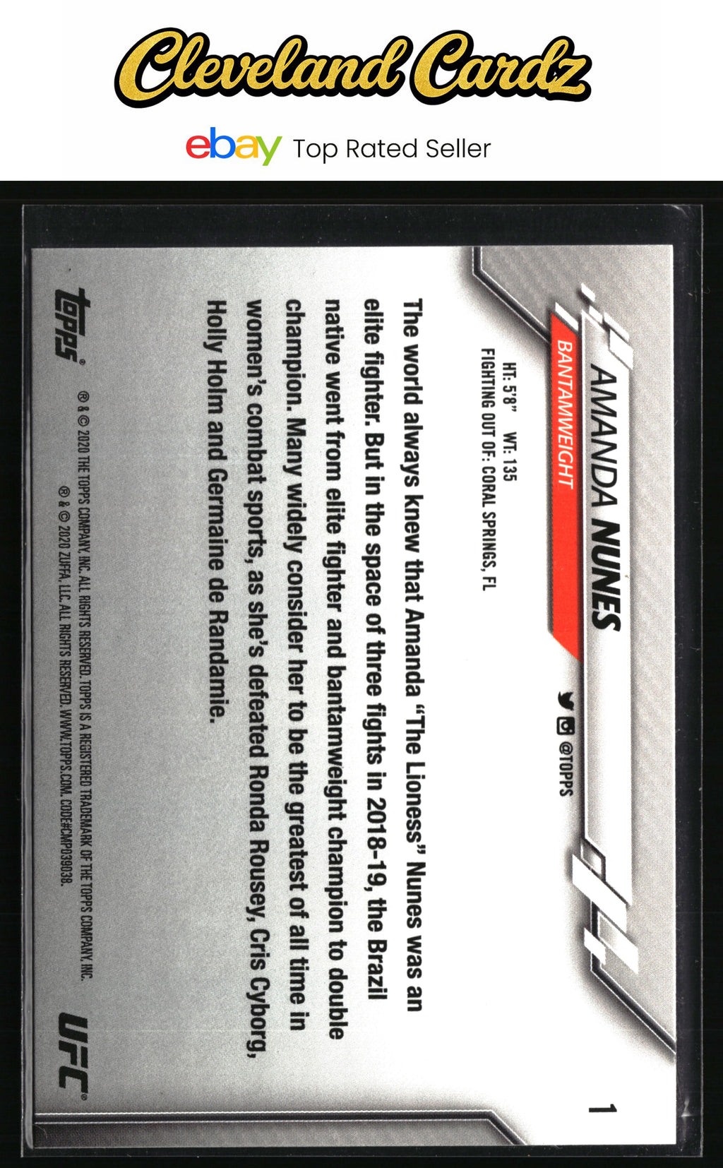 2020 Topps UFC #1 Amanda Nunes