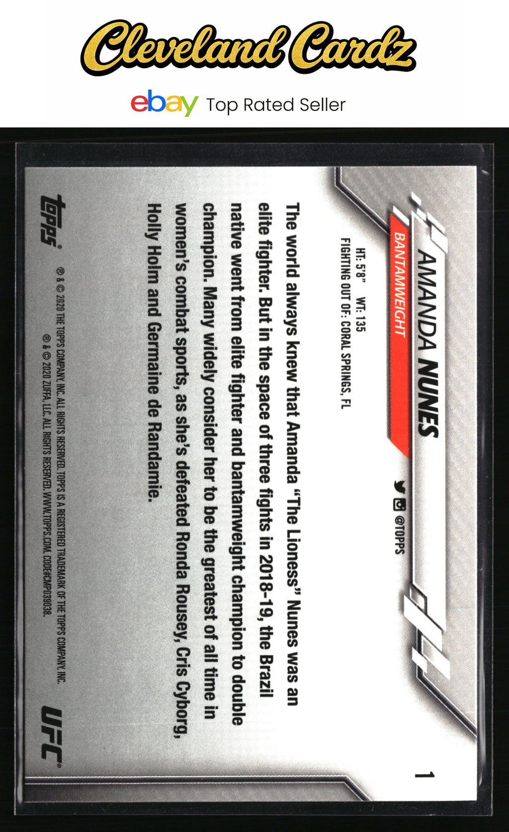 2020 Topps UFC #1 Amanda Nunes