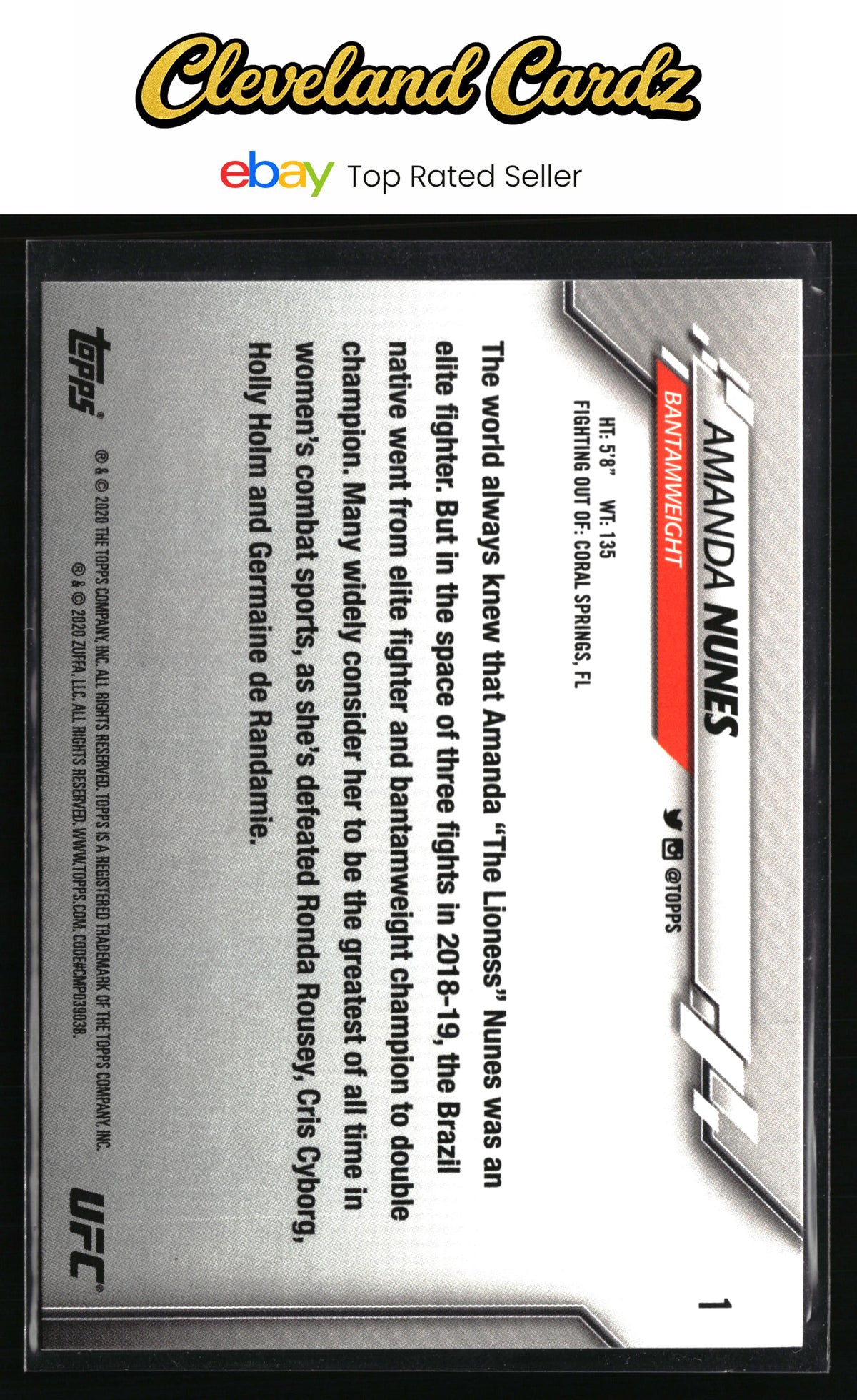 2020 Topps UFC #1 Amanda Nunes