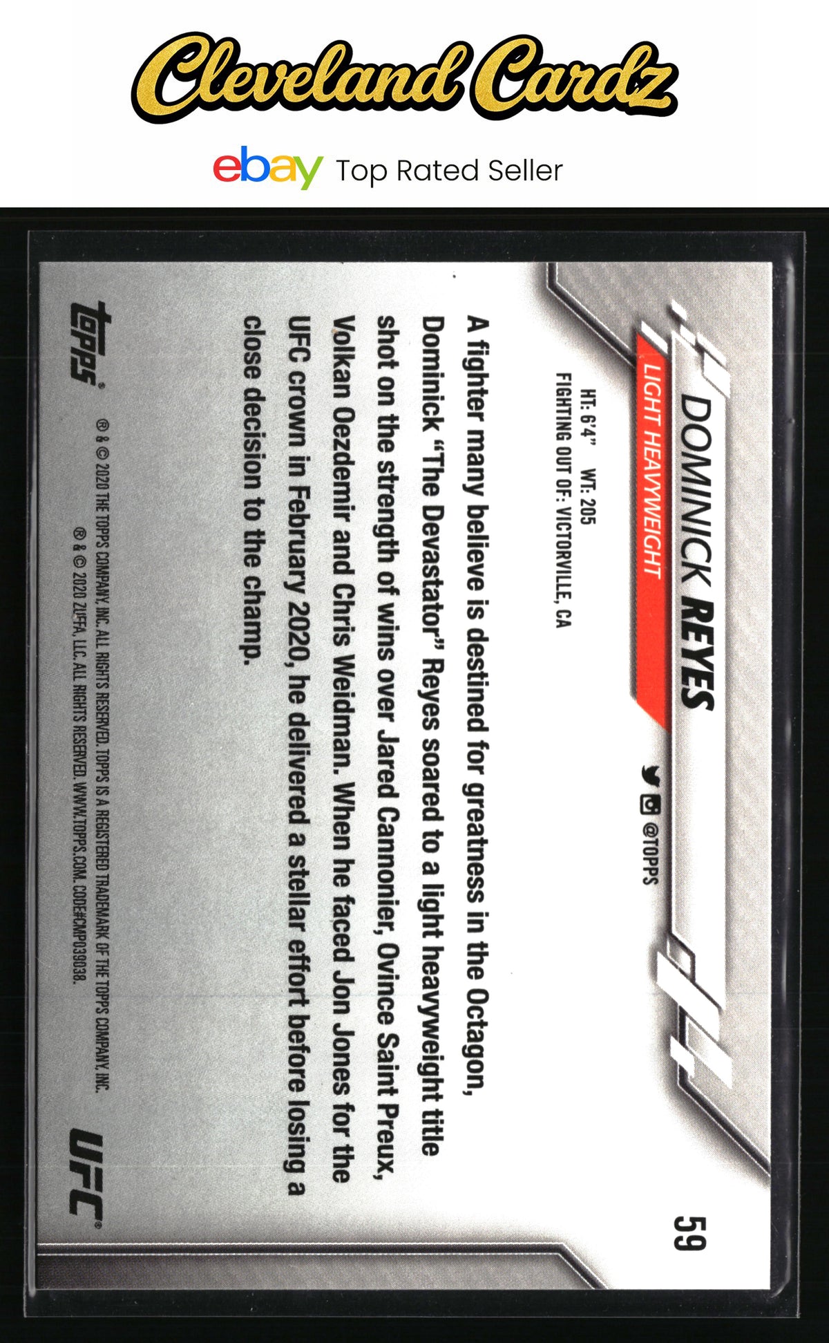 2020 Topps UFC #59 Dominick Reyes